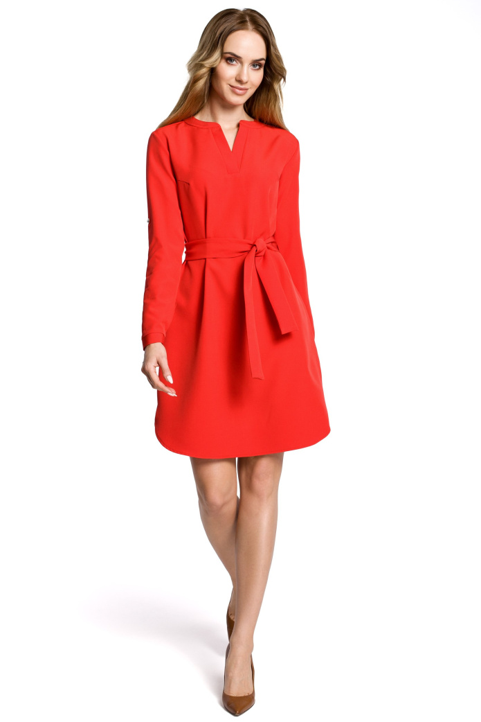 Sukienka midi - Koszulowa - czerwona